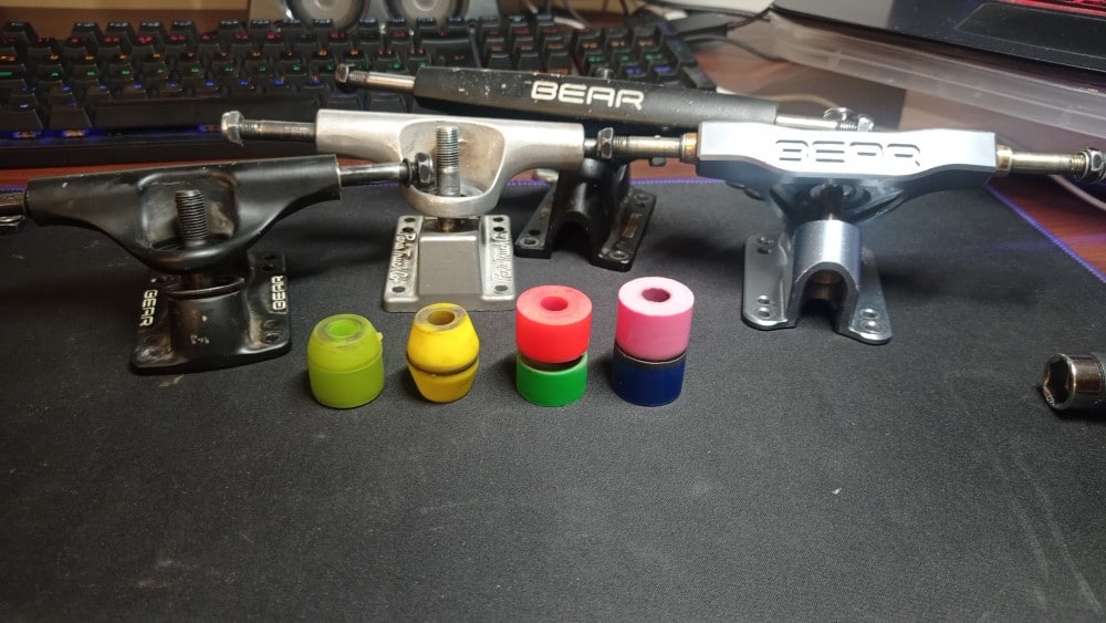 different bushings from different longboard and skate trucks