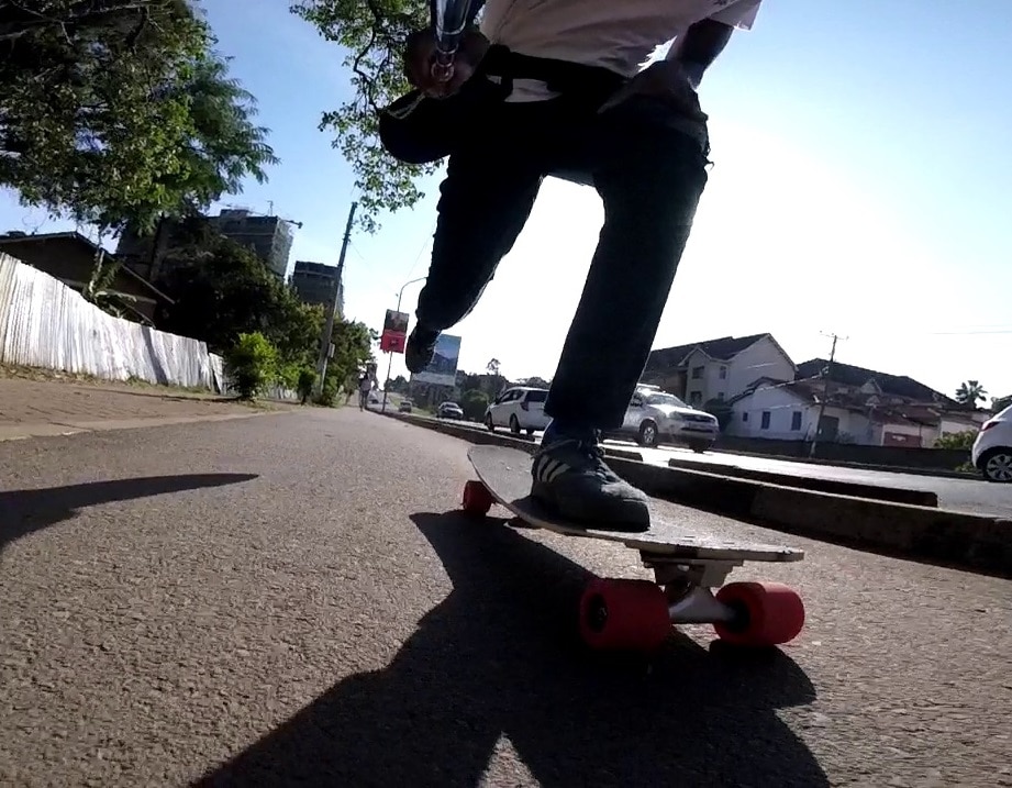 pushing on skateboard